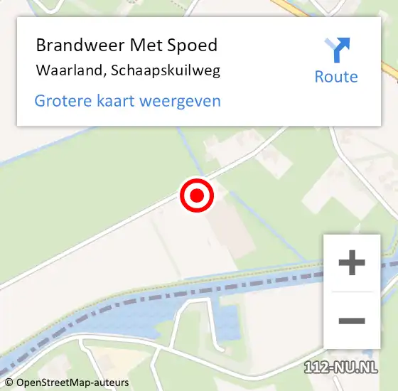 Locatie op kaart van de 112 melding: Brandweer Met Spoed Naar Waarland, Schaapskuilweg op 11 september 2023 10:35