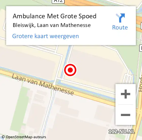 Locatie op kaart van de 112 melding: Ambulance Met Grote Spoed Naar Bleiswijk, Laan van Mathenesse op 11 september 2023 10:36
