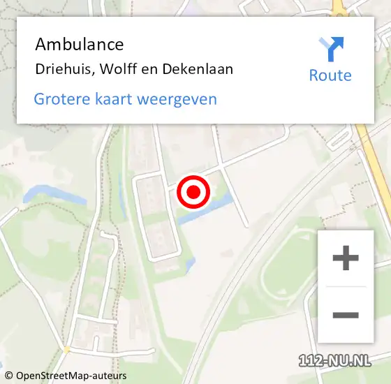 Locatie op kaart van de 112 melding: Ambulance Driehuis, Wolff en Dekenlaan op 11 september 2023 10:48