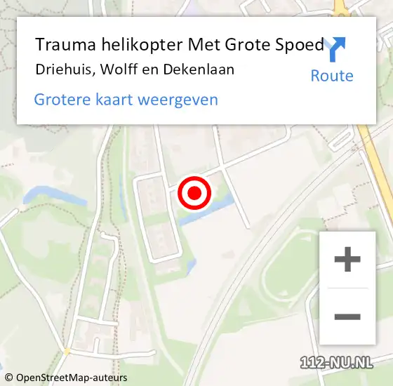 Locatie op kaart van de 112 melding: Trauma helikopter Met Grote Spoed Naar Driehuis, Wolff en Dekenlaan op 11 september 2023 10:53
