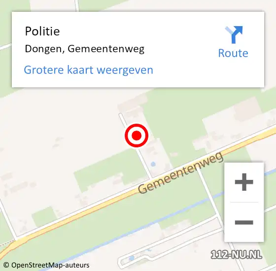 Locatie op kaart van de 112 melding: Politie Dongen, Gemeentenweg op 11 september 2023 11:09