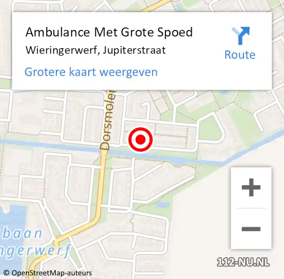 Locatie op kaart van de 112 melding: Ambulance Met Grote Spoed Naar Wieringerwerf, Jupiterstraat op 11 september 2023 11:22