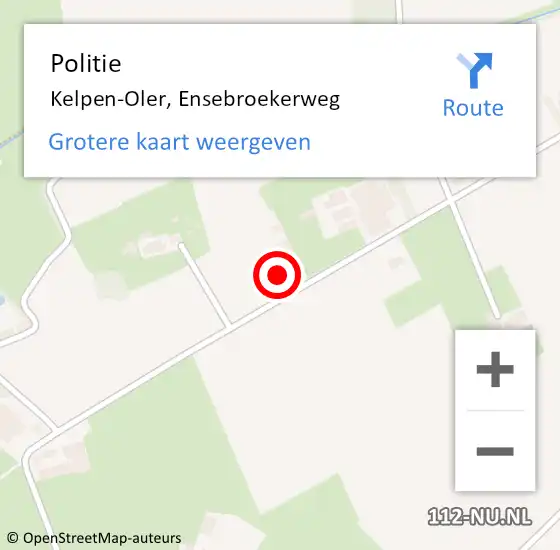 Locatie op kaart van de 112 melding: Politie Kelpen-Oler, Ensebroekerweg op 11 september 2023 11:22