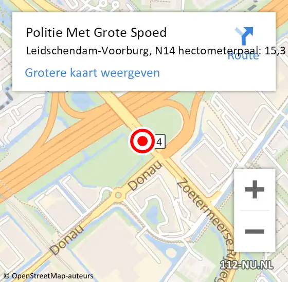 Locatie op kaart van de 112 melding: Politie Met Grote Spoed Naar Leidschendam-Voorburg, N14 hectometerpaal: 15,3 op 11 september 2023 11:48