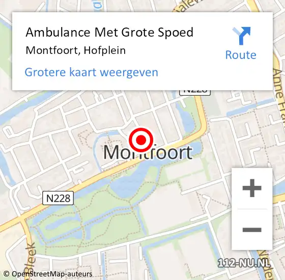 Locatie op kaart van de 112 melding: Ambulance Met Grote Spoed Naar Montfoort, Hofplein op 11 september 2023 11:49