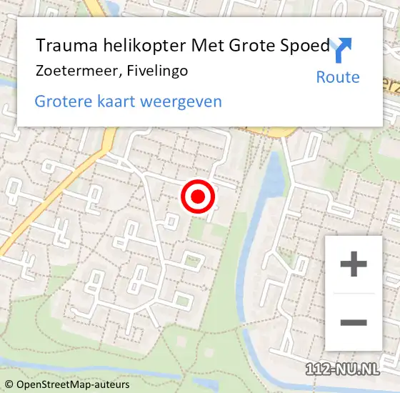 Locatie op kaart van de 112 melding: Trauma helikopter Met Grote Spoed Naar Zoetermeer, Fivelingo op 11 september 2023 11:56