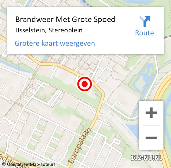 Locatie op kaart van de 112 melding: Brandweer Met Grote Spoed Naar IJsselstein, Stereoplein op 11 september 2023 11:57