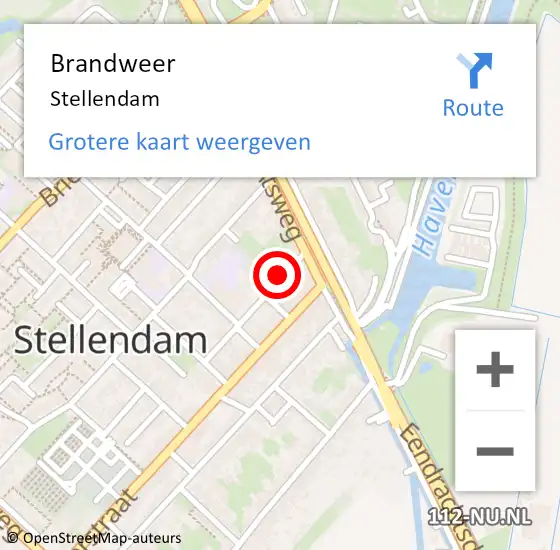 Locatie op kaart van de 112 melding: Brandweer Stellendam op 11 september 2023 11:57