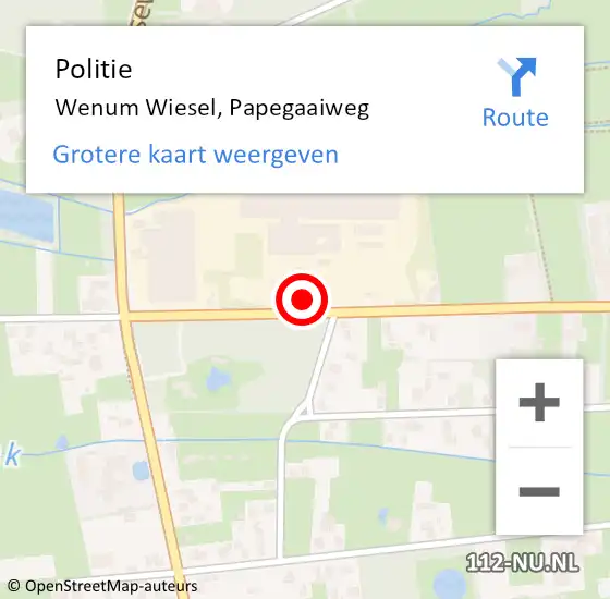 Locatie op kaart van de 112 melding: Politie Wenum Wiesel, Papegaaiweg op 11 september 2023 12:07