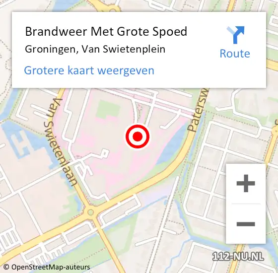 Locatie op kaart van de 112 melding: Brandweer Met Grote Spoed Naar Groningen, Van Swietenplein op 11 september 2023 12:24