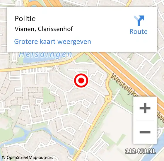 Locatie op kaart van de 112 melding: Politie Vianen, Clarissenhof op 11 september 2023 12:26