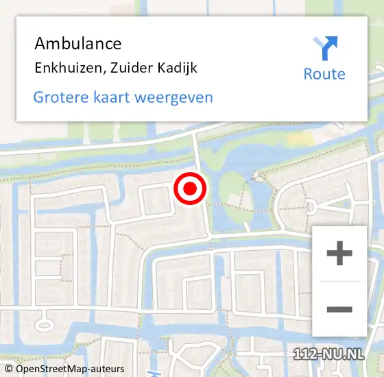 Locatie op kaart van de 112 melding: Ambulance Enkhuizen, Zuider Kadijk op 11 september 2023 12:27