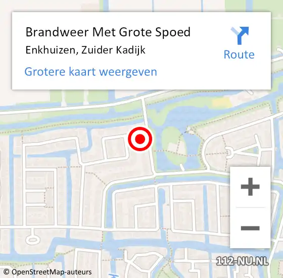 Locatie op kaart van de 112 melding: Brandweer Met Grote Spoed Naar Enkhuizen, Zuider Kadijk op 11 september 2023 12:27