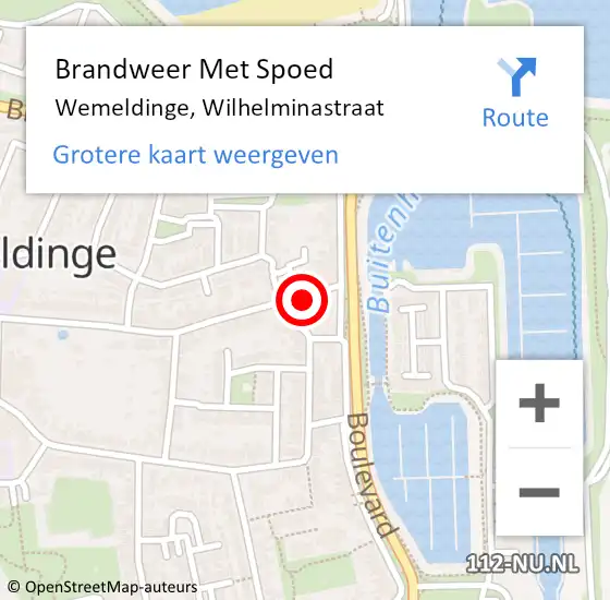 Locatie op kaart van de 112 melding: Brandweer Met Spoed Naar Wemeldinge, Wilhelminastraat op 11 september 2023 12:33