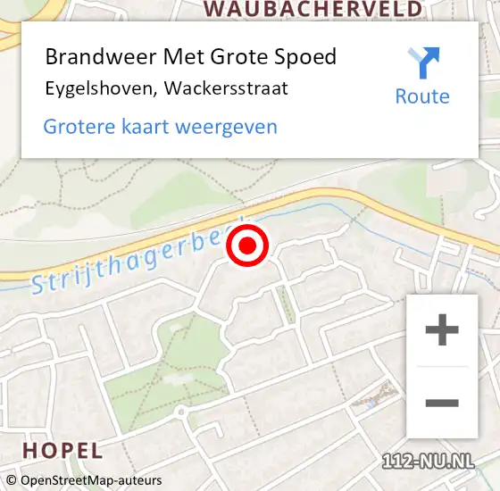Locatie op kaart van de 112 melding: Brandweer Met Grote Spoed Naar Eygelshoven, Wackersstraat op 11 september 2023 12:34