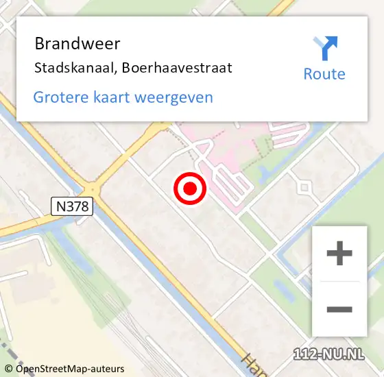 Locatie op kaart van de 112 melding: Brandweer Stadskanaal, Boerhaavestraat op 11 september 2023 12:34