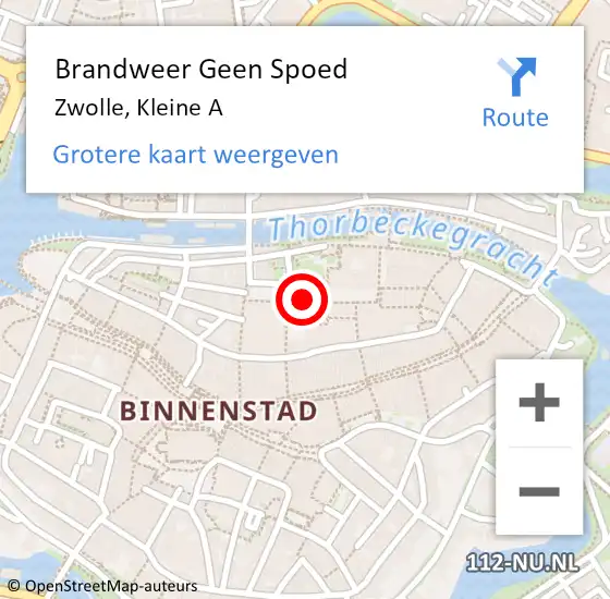 Locatie op kaart van de 112 melding: Brandweer Geen Spoed Naar Zwolle, Kleine A op 11 september 2023 12:43