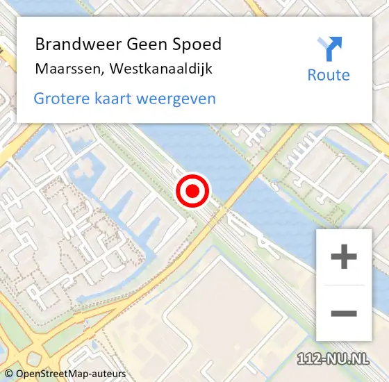 Locatie op kaart van de 112 melding: Brandweer Geen Spoed Naar Maarssen, Westkanaaldijk op 11 september 2023 13:01