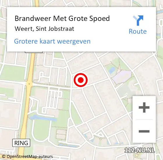 Locatie op kaart van de 112 melding: Brandweer Met Grote Spoed Naar Weert, Sint Jobstraat op 11 september 2023 13:07