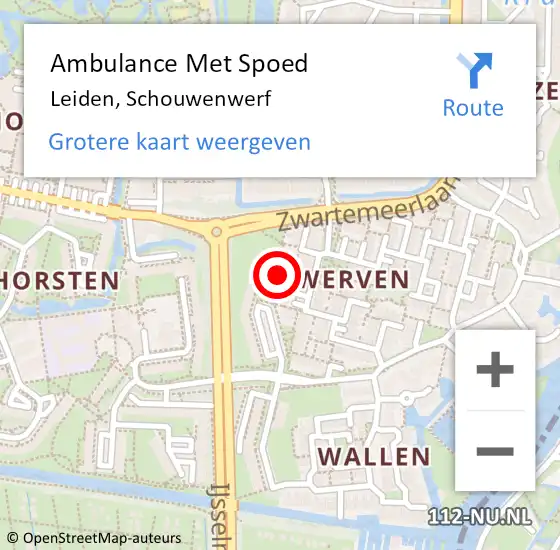 Locatie op kaart van de 112 melding: Ambulance Met Spoed Naar Leiden, Schouwenwerf op 7 september 2014 20:50