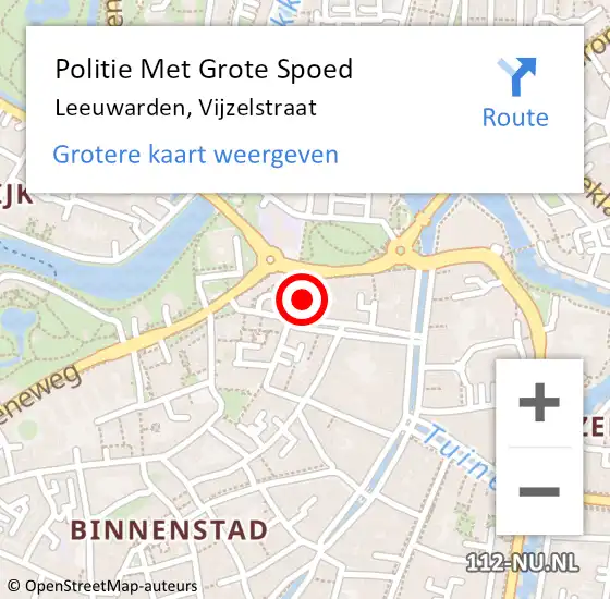 Locatie op kaart van de 112 melding: Politie Met Grote Spoed Naar Leeuwarden, Vijzelstraat op 11 september 2023 13:16