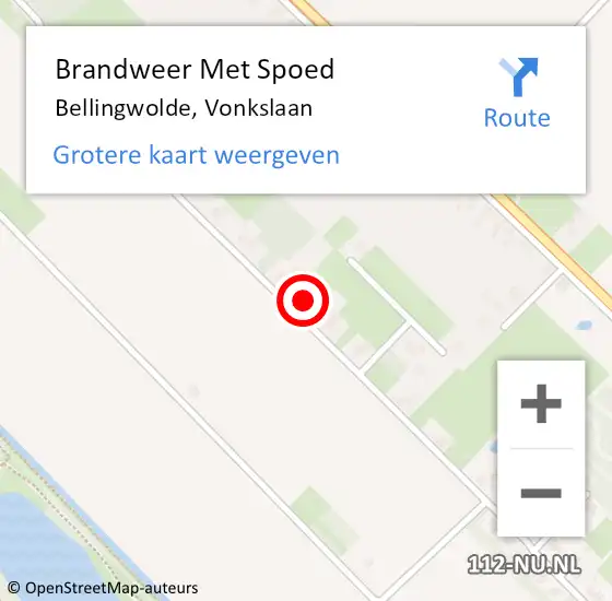 Locatie op kaart van de 112 melding: Brandweer Met Spoed Naar Bellingwolde, Vonkslaan op 11 september 2023 13:19