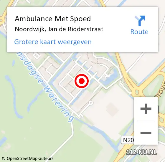 Locatie op kaart van de 112 melding: Ambulance Met Spoed Naar Noordwijk, Jan de Ridderstraat op 11 september 2023 13:19