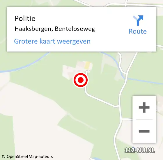 Locatie op kaart van de 112 melding: Politie Haaksbergen, Benteloseweg op 11 september 2023 13:31