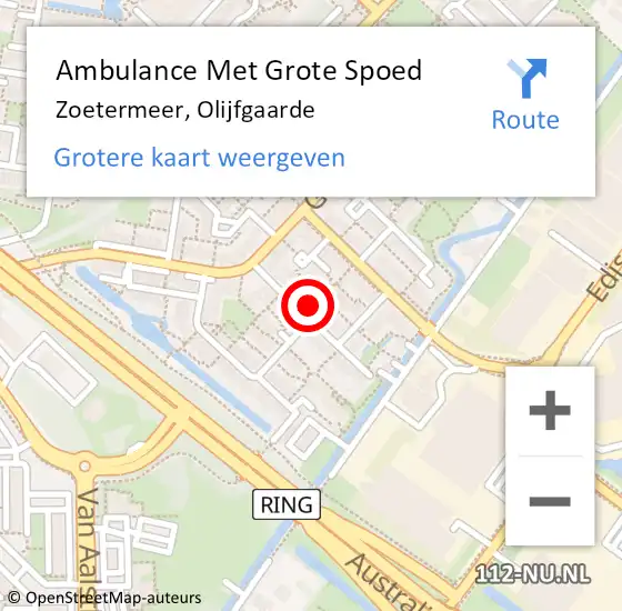 Locatie op kaart van de 112 melding: Ambulance Met Grote Spoed Naar Zoetermeer, Olijfgaarde op 11 september 2023 13:47