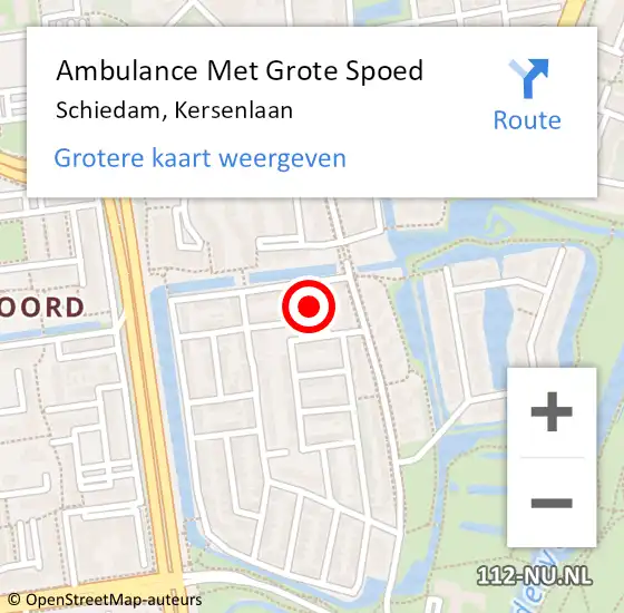 Locatie op kaart van de 112 melding: Ambulance Met Grote Spoed Naar Schiedam, Kersenlaan op 11 september 2023 13:49