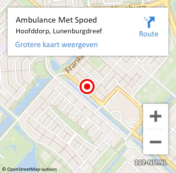 Locatie op kaart van de 112 melding: Ambulance Met Spoed Naar Hoofddorp, Lunenburgdreef op 11 september 2023 13:59
