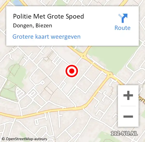 Locatie op kaart van de 112 melding: Politie Met Grote Spoed Naar Dongen, Biezen op 11 september 2023 14:05