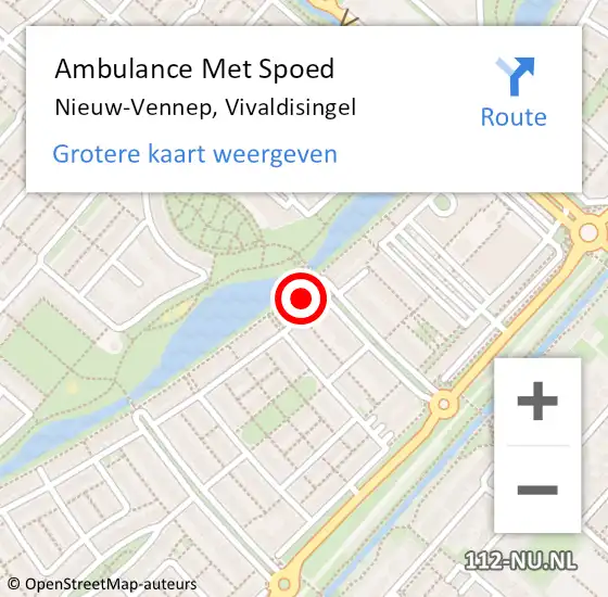 Locatie op kaart van de 112 melding: Ambulance Met Spoed Naar Nieuw-Vennep, Vivaldisingel op 11 september 2023 14:18