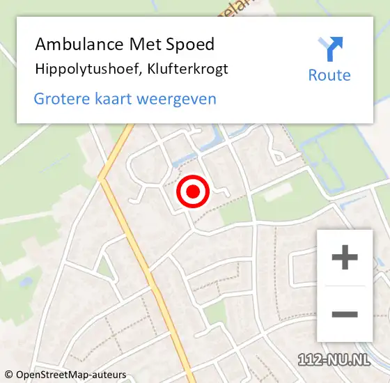 Locatie op kaart van de 112 melding: Ambulance Met Spoed Naar Hippolytushoef, Klufterkrogt op 11 september 2023 14:23