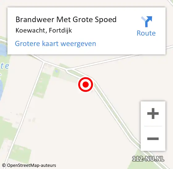 Locatie op kaart van de 112 melding: Brandweer Met Grote Spoed Naar Koewacht, Fortdijk op 11 september 2023 14:26