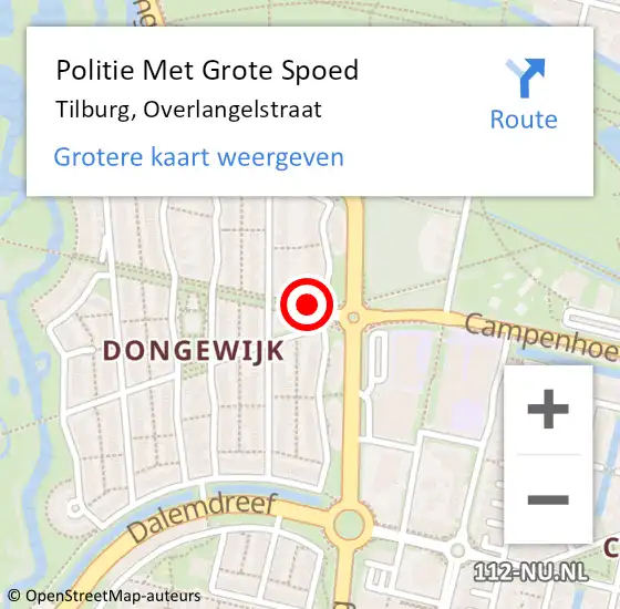 Locatie op kaart van de 112 melding: Politie Met Grote Spoed Naar Tilburg, Overlangelstraat op 11 september 2023 14:28