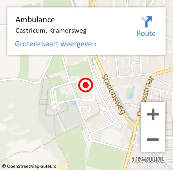 Locatie op kaart van de 112 melding: Ambulance Castricum, Kramersweg op 11 september 2023 14:49