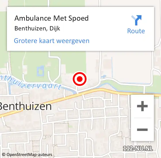 Locatie op kaart van de 112 melding: Ambulance Met Spoed Naar Benthuizen, Dijk op 11 september 2023 15:03