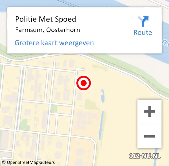 Locatie op kaart van de 112 melding: Politie Met Spoed Naar Farmsum, Oosterhorn op 11 september 2023 15:17