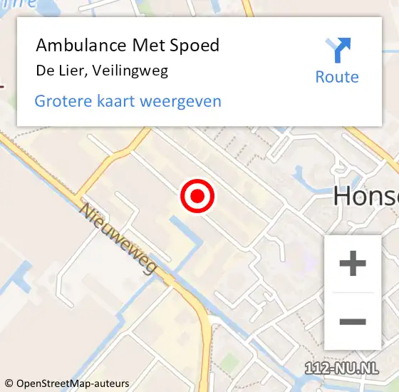 Locatie op kaart van de 112 melding: Ambulance Met Spoed Naar De Lier, Veilingweg op 11 september 2023 15:35