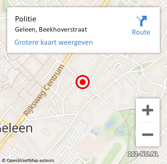 Locatie op kaart van de 112 melding: Politie Geleen, Beekhoverstraat op 11 september 2023 15:37