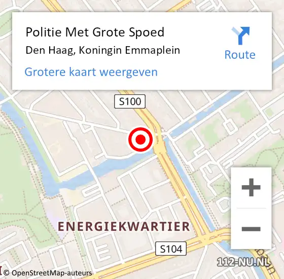 Locatie op kaart van de 112 melding: Politie Met Grote Spoed Naar Den Haag, Koningin Emmaplein op 11 september 2023 15:42