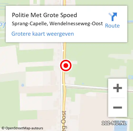 Locatie op kaart van de 112 melding: Politie Met Grote Spoed Naar Sprang-Capelle, Wendelnesseweg-Oost op 11 september 2023 15:42