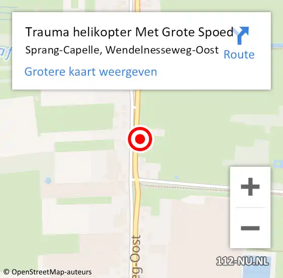 Locatie op kaart van de 112 melding: Trauma helikopter Met Grote Spoed Naar Sprang-Capelle, Wendelnesseweg-Oost op 11 september 2023 15:43