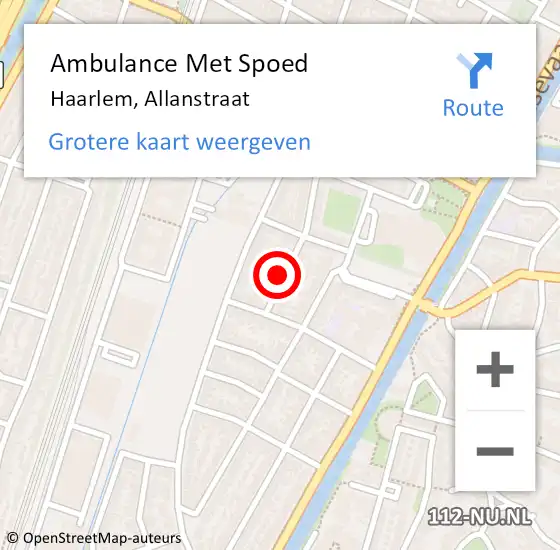 Locatie op kaart van de 112 melding: Ambulance Met Spoed Naar Haarlem, Allanstraat op 11 september 2023 15:45