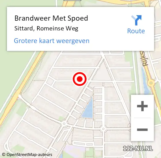 Locatie op kaart van de 112 melding: Brandweer Met Spoed Naar Sittard, Romeinse Weg op 11 september 2023 15:46