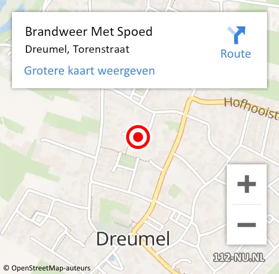 Locatie op kaart van de 112 melding: Brandweer Met Spoed Naar Dreumel, Torenstraat op 11 september 2023 15:50