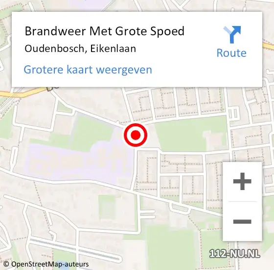 Locatie op kaart van de 112 melding: Brandweer Met Grote Spoed Naar Oudenbosch, Eikenlaan op 11 september 2023 16:03