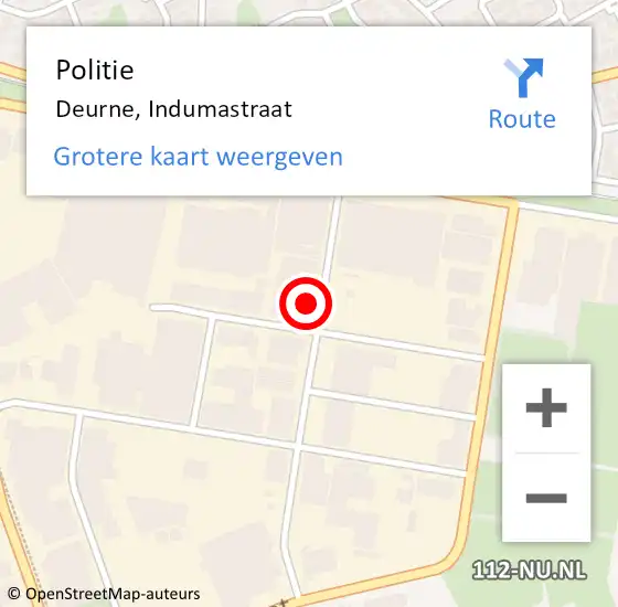 Locatie op kaart van de 112 melding: Politie Deurne, Indumastraat op 11 september 2023 16:24