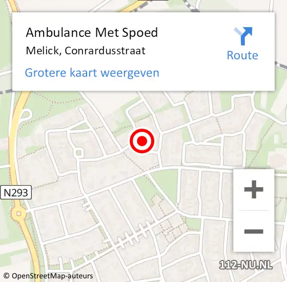 Locatie op kaart van de 112 melding: Ambulance Met Spoed Naar Melick, Conrardusstraat op 11 september 2023 16:24